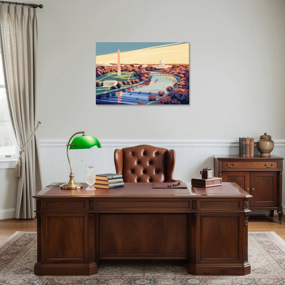 Washington Dc Aerial View - Canvas Wall Art - Office - 36x24
