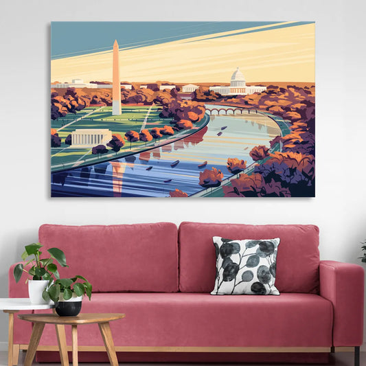 Washington Dc Aerial View Living Room - Canvas Wall Art