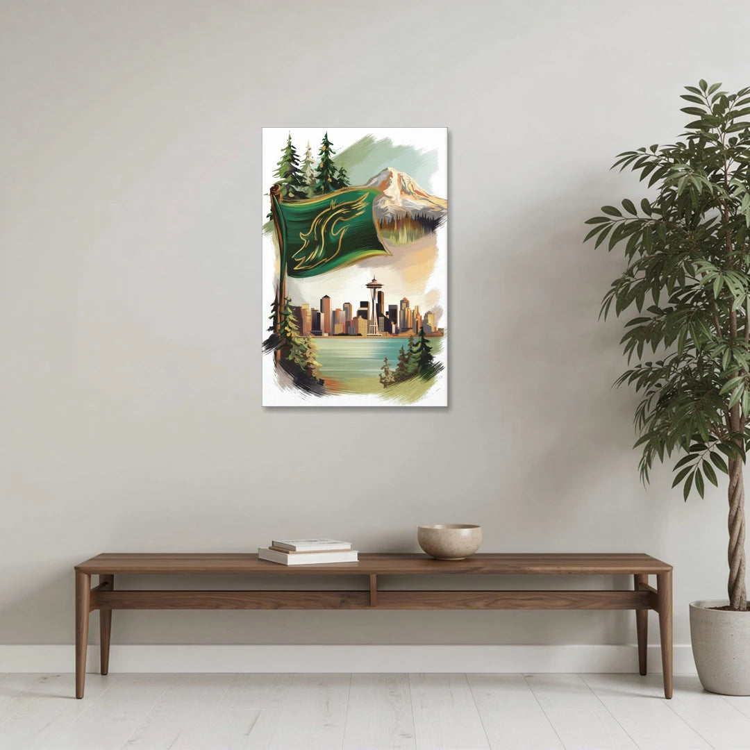 Washington Flags and Symbols - Canvas Wall Art - Coffee Table - 24x36