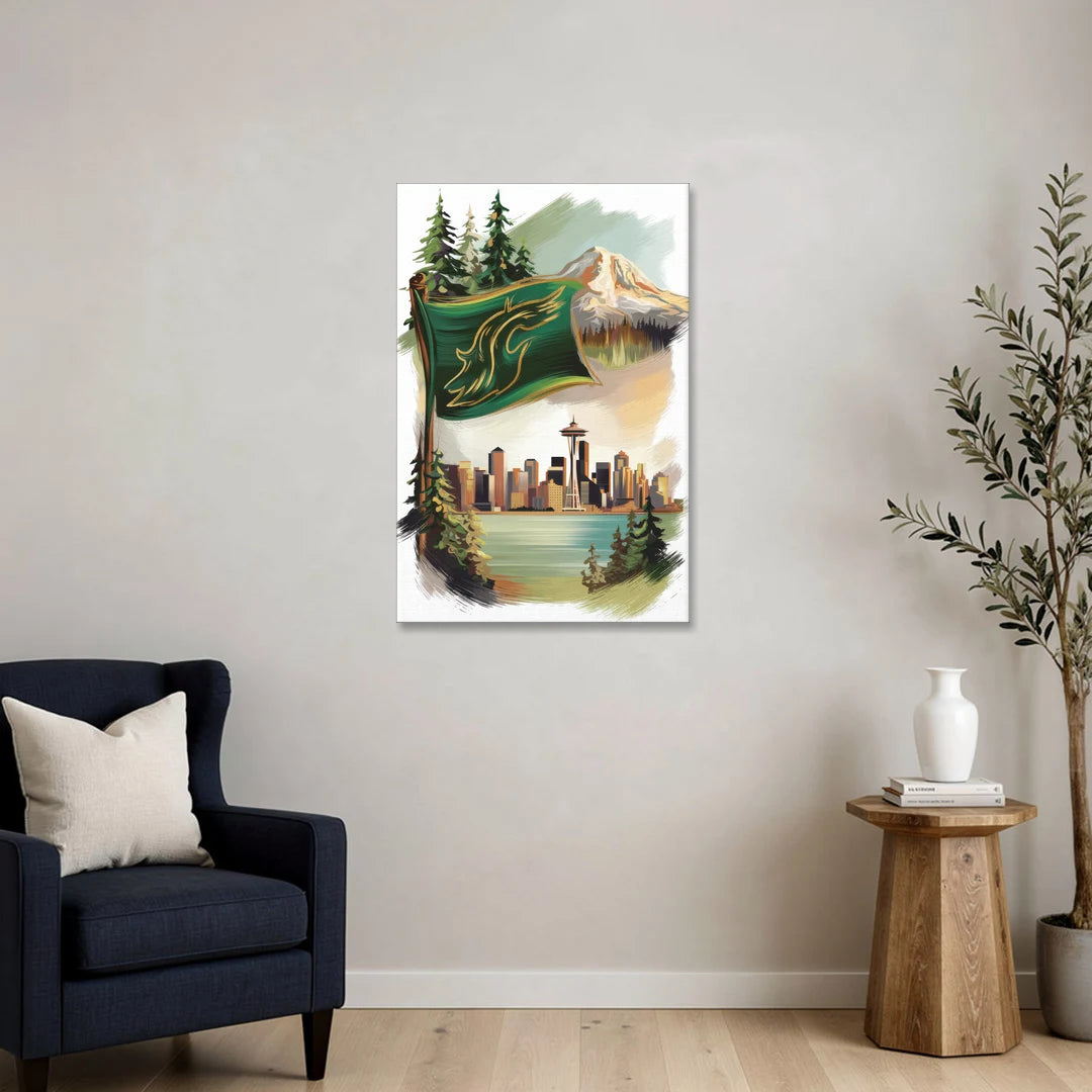 Washington Flags and Symbols - Canvas Wall Art - Sofa - 24x36
