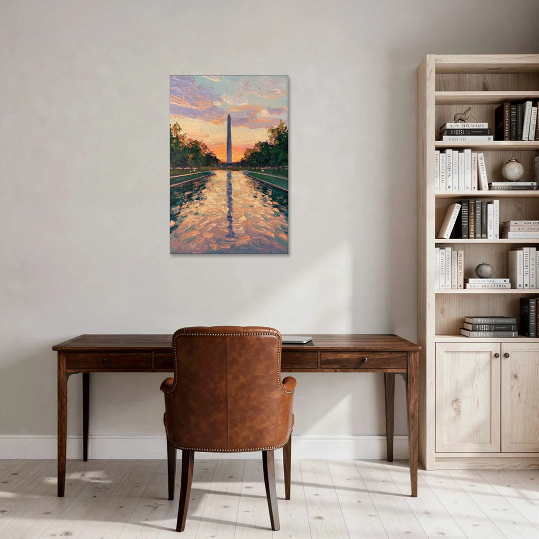 Washington Monument Reflection - Canvas Wall Art - Office - 24x36