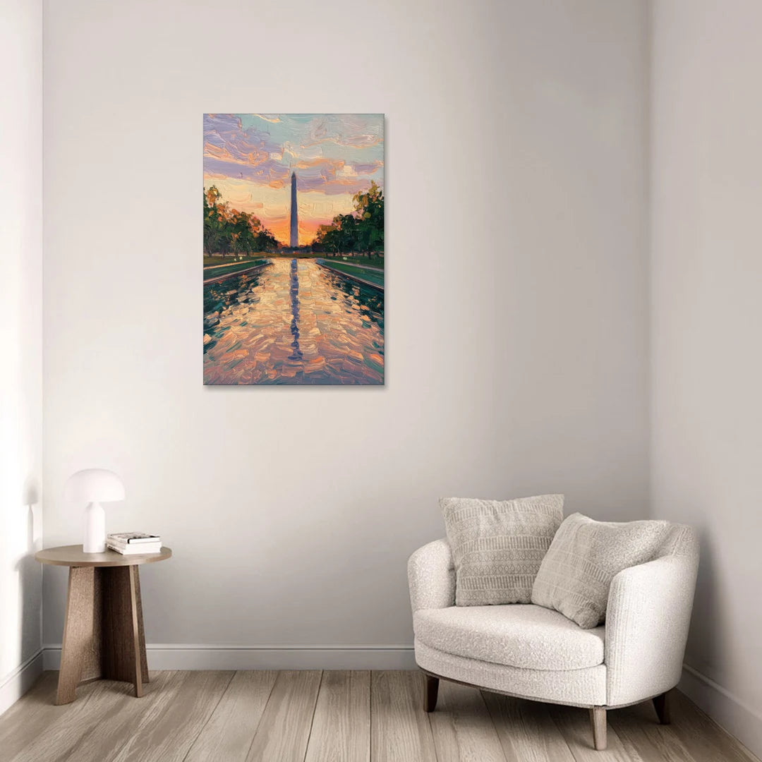 Washington Monument Reflection - Canvas Wall Art - Sofa - 24x36