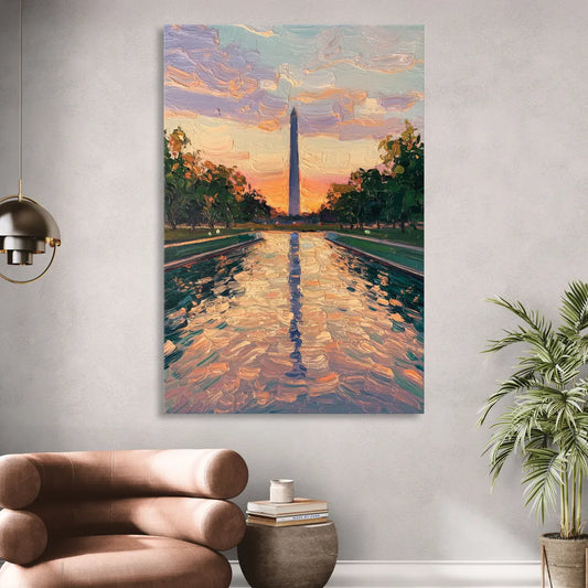 Washington Monument Reflection Living Room - Canvas Wall Art