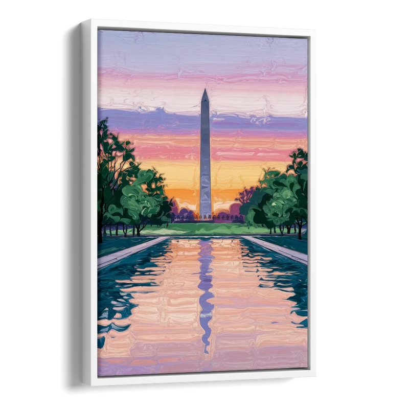 Washington Monument View Side - White Canvas Wall Art