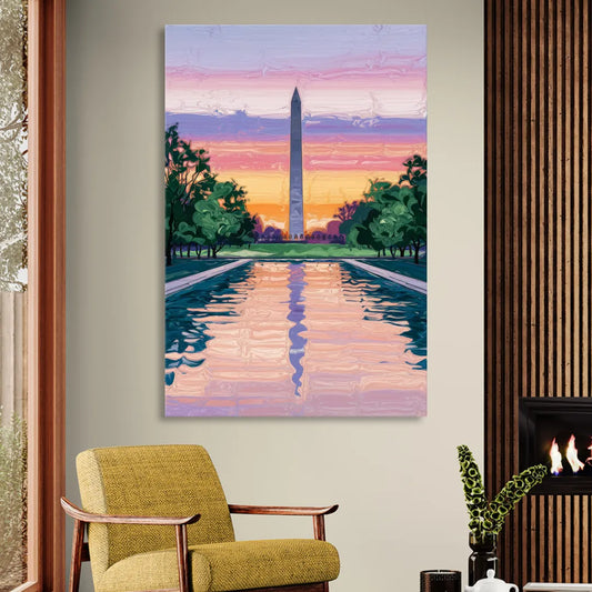 Washington Monument View Living Room - Canvas Wall Art