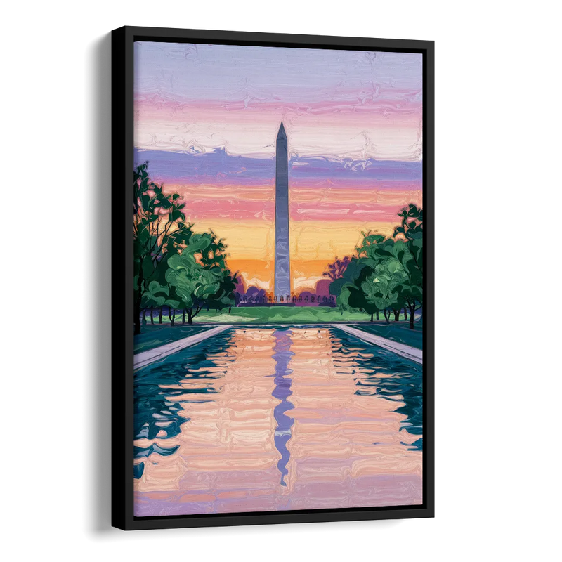 Washington Monument View Side - Black Canvas Wall Art