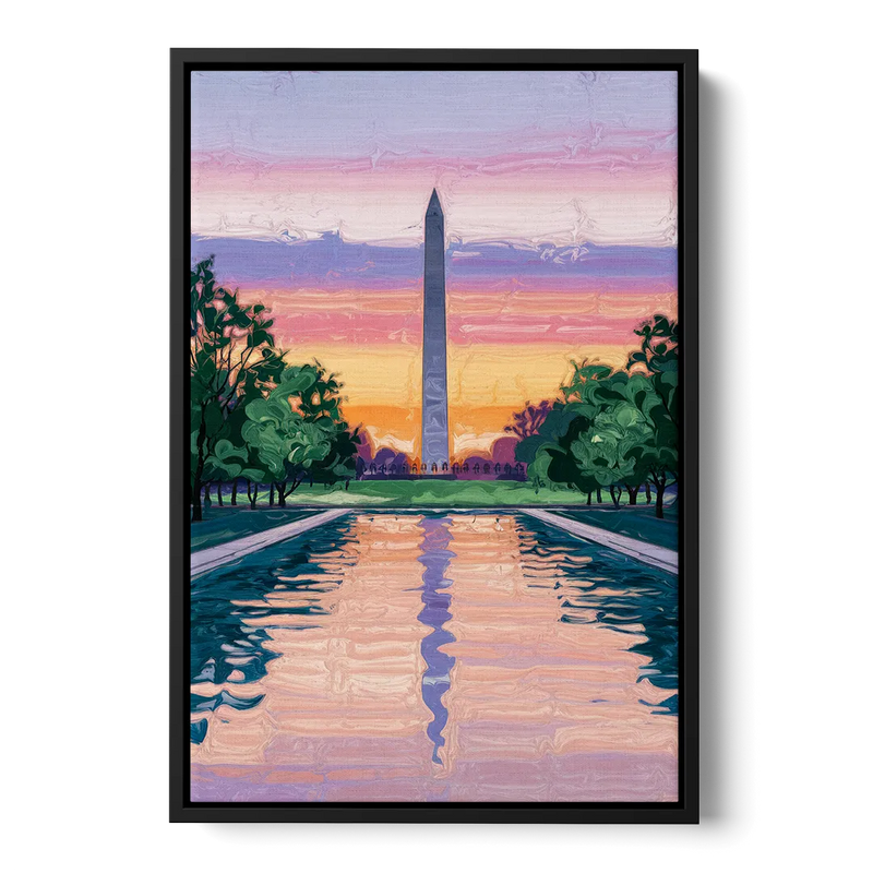 Washington Monument View Front - Black Canvas Wall Art