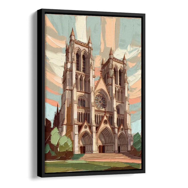 Washington National Cathedral Side - Black Canvas Wall Art