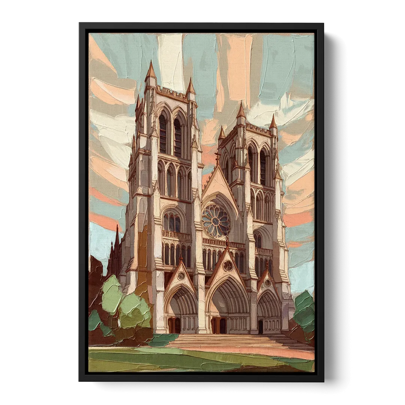 Washington National Cathedral Front - Black Canvas Wall Art