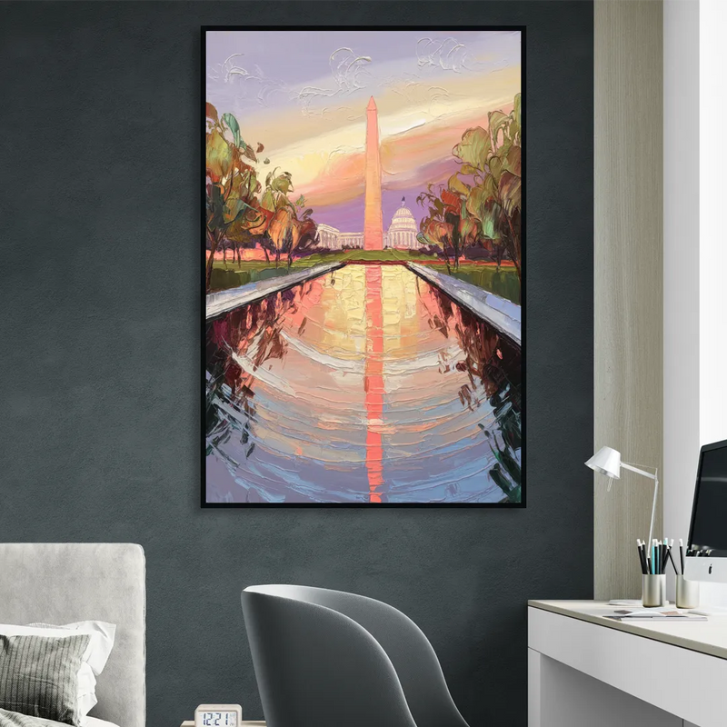 Washington National Mall Sitting Room - Black Canvas Wall Art