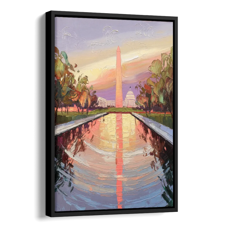 Washington National Mall Side - Black Canvas Wall Art