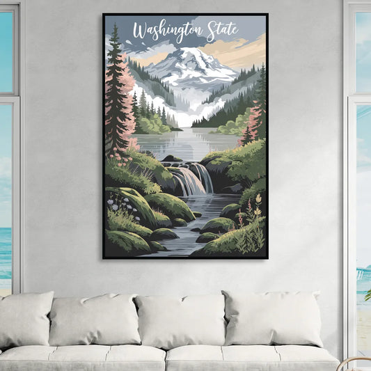 Washington State Nature Scenes Living Room - Black Canvas Wall Art
