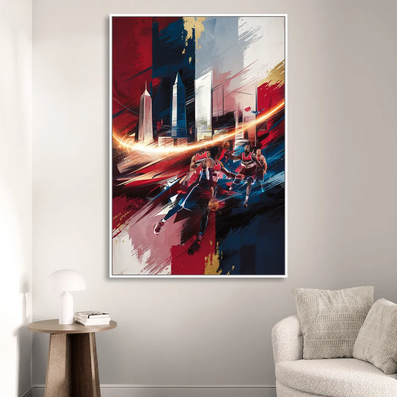 Washington Wizards Basketball Living Room - White Canvas Wall Art