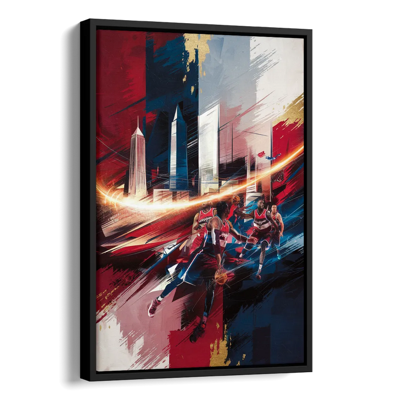 Washington Wizards Basketball Side - Black Canvas Wall Art