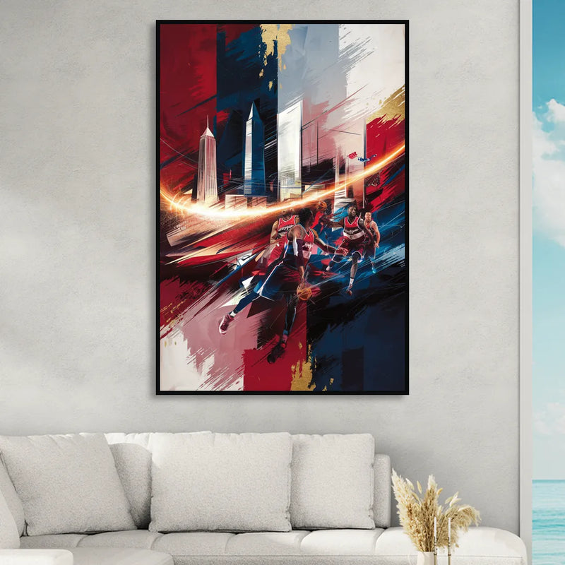 Washington Wizards Basketball Sitting Room - Black Canvas Wall Art