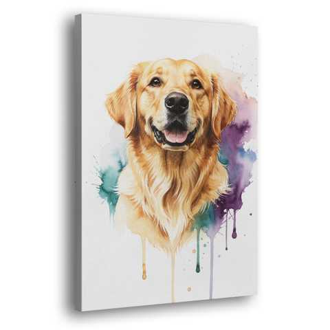 Watercolor Golden Retriever Portrait - Canvas Wall Art