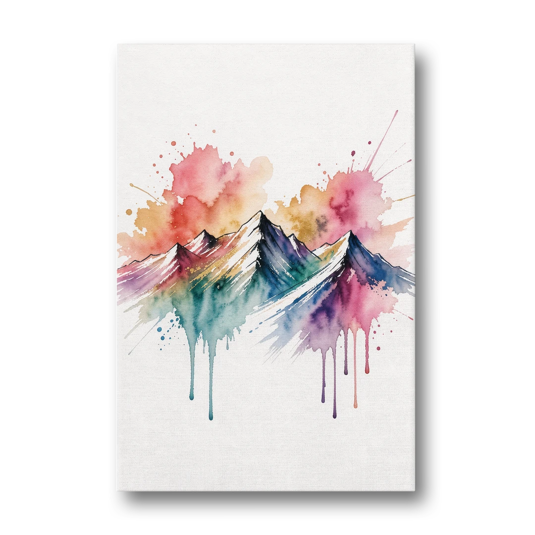 Watercolor Mountain in Sunset Bloom - Canvas Wall Art - Front