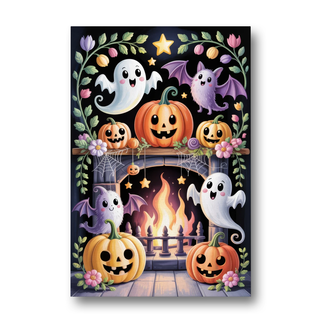 Whimsical Creatures Cute Halloween - Canvas Wall Art - Front