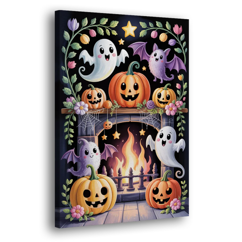Whimsical Creatures Cute Halloween - Canvas Wall Art