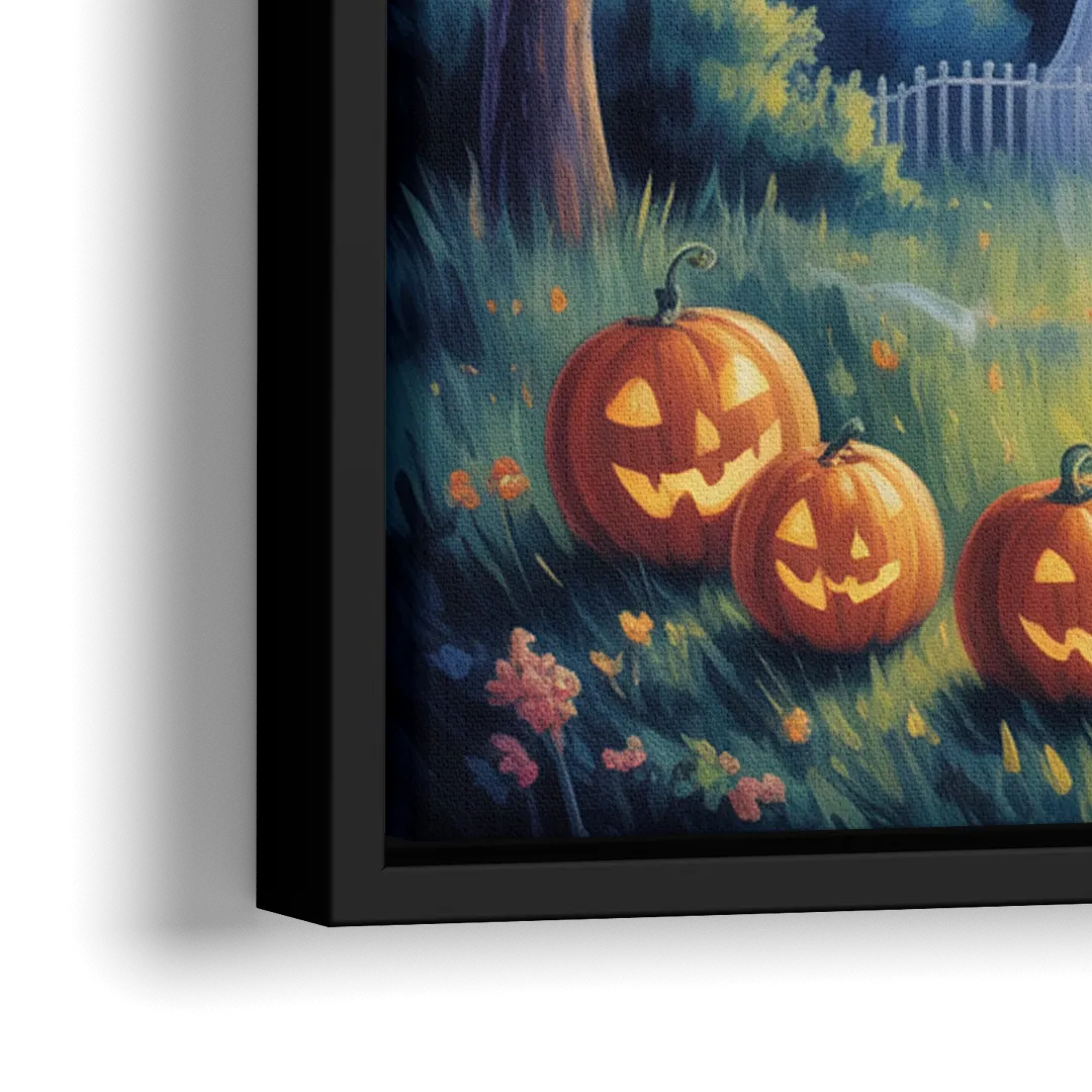 Whimsical Enchantment Victorian Halloween - Close-Up Black Frame Canvas