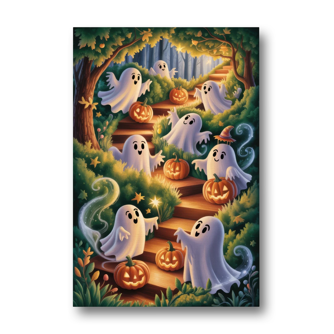 Whimsical Forest Magic Cute Halloween - Canvas Wall Art - Front