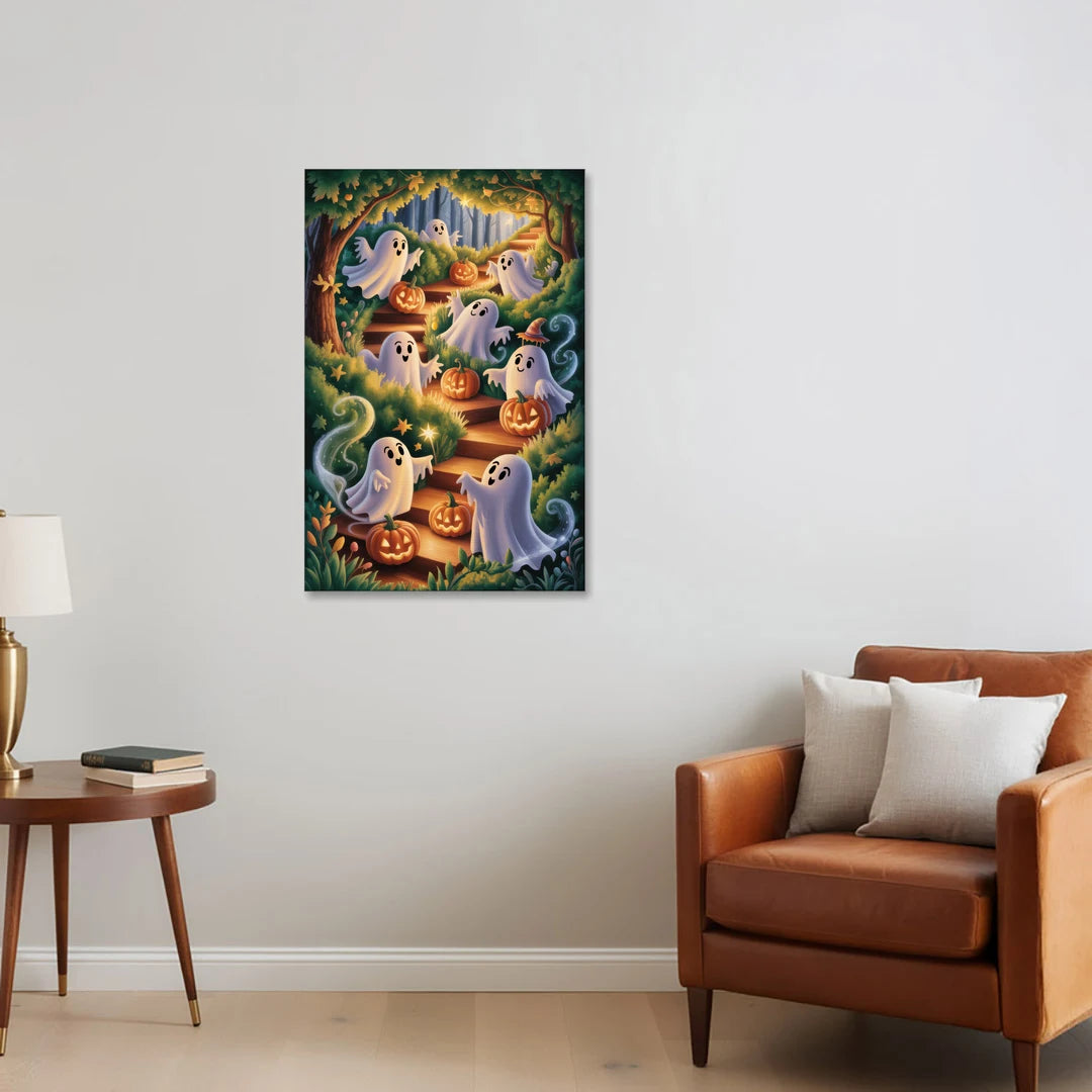 Whimsical Forest Magic Cute Halloween - Canvas Wall Art - Sofa - 24x36