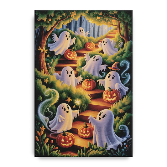 Whimsical Forest Magic  Cute Halloween - Canvas Wall Art