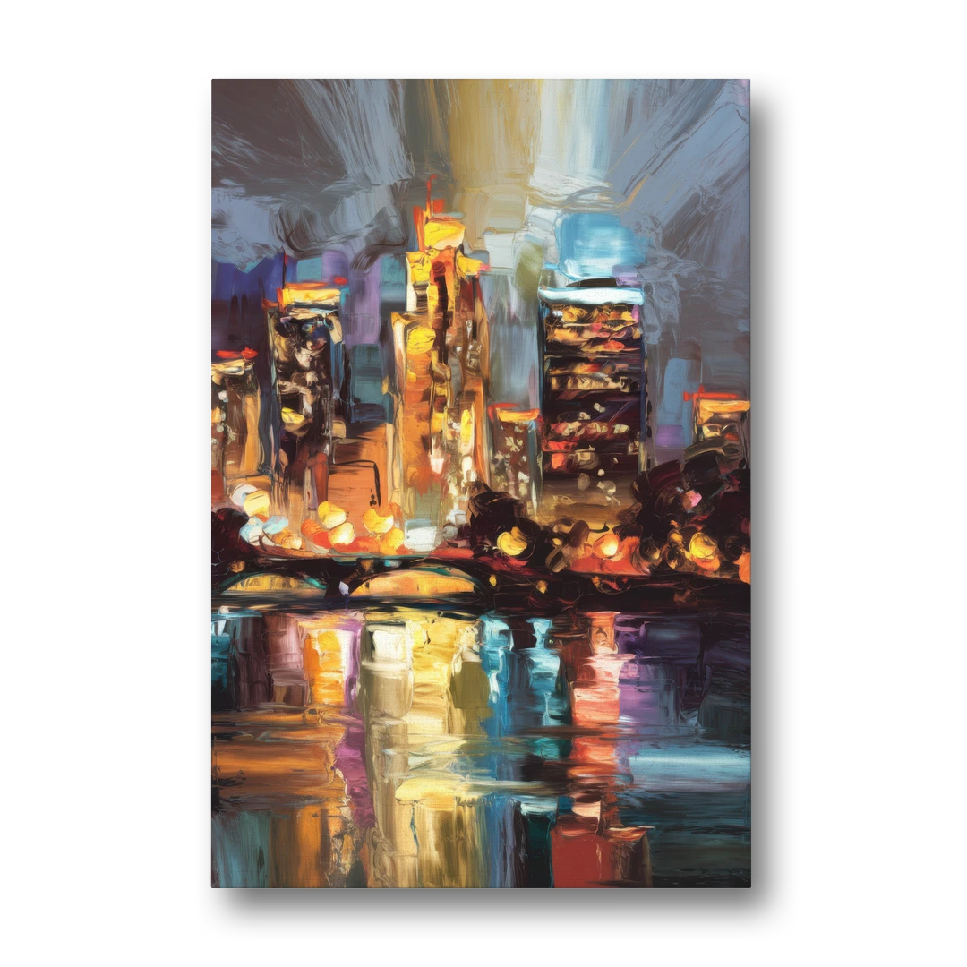 Wichita Cityscape Glow - Canvas Wall Art - Front