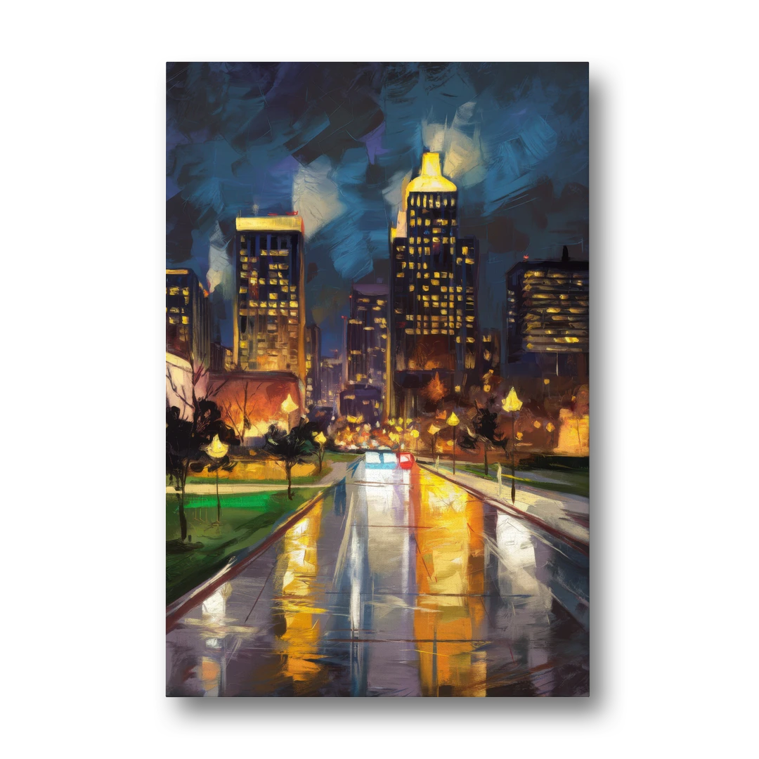 Wichita Downtown Lights - Canvas Wall Art - Front