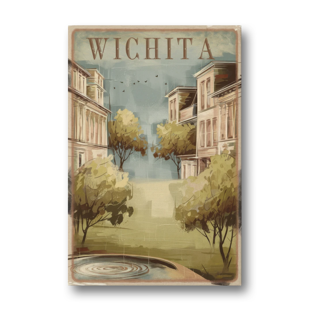 Wichita Vintage Aesthetic - Canvas Wall Art - Front