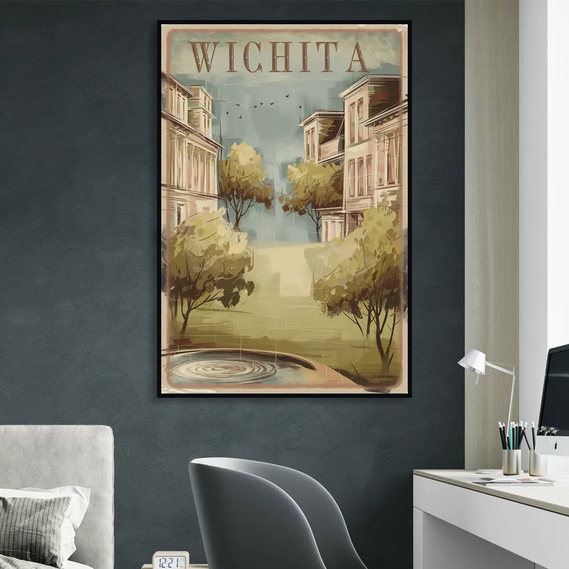 Wichita Vintage Aesthetic Sitting Room - Black Canvas Wall Art