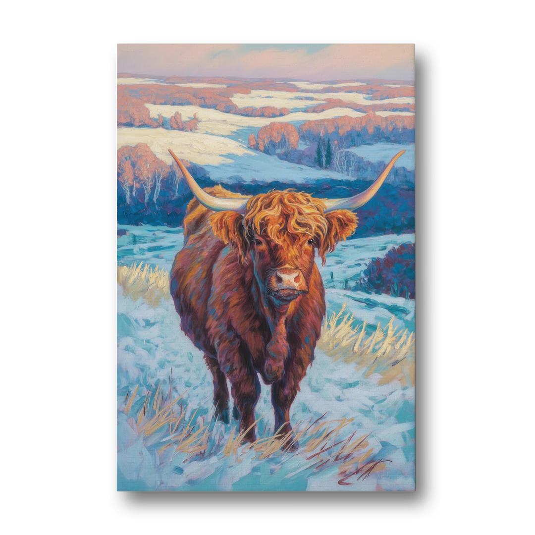 Winter Wonderland Highland Cow - Canvas Wall Art - Front