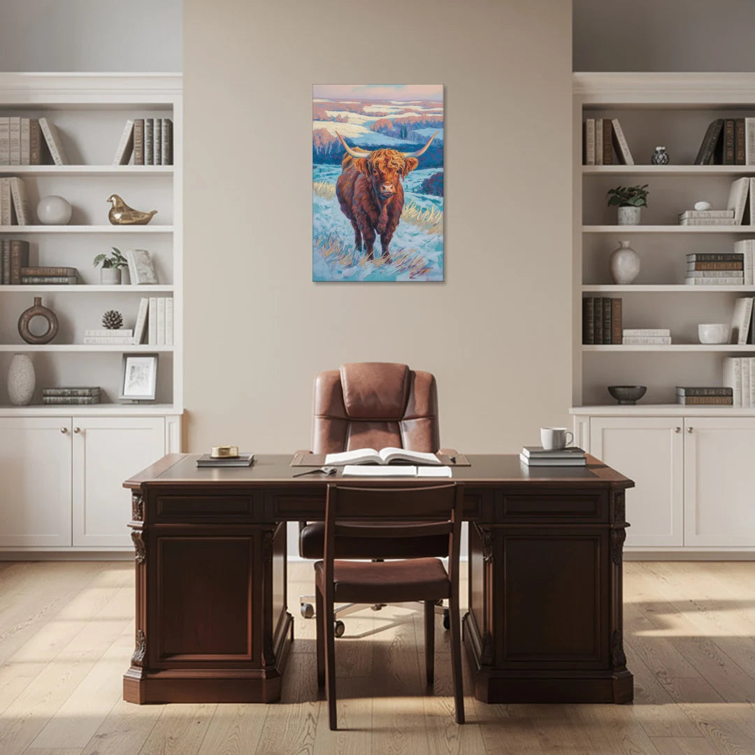 Winter Wonderland Highland Cow - Canvas Wall Art - Office - 24x36