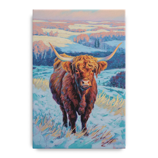 Winter Wonderland Highland Cow - Canvas Wall Art