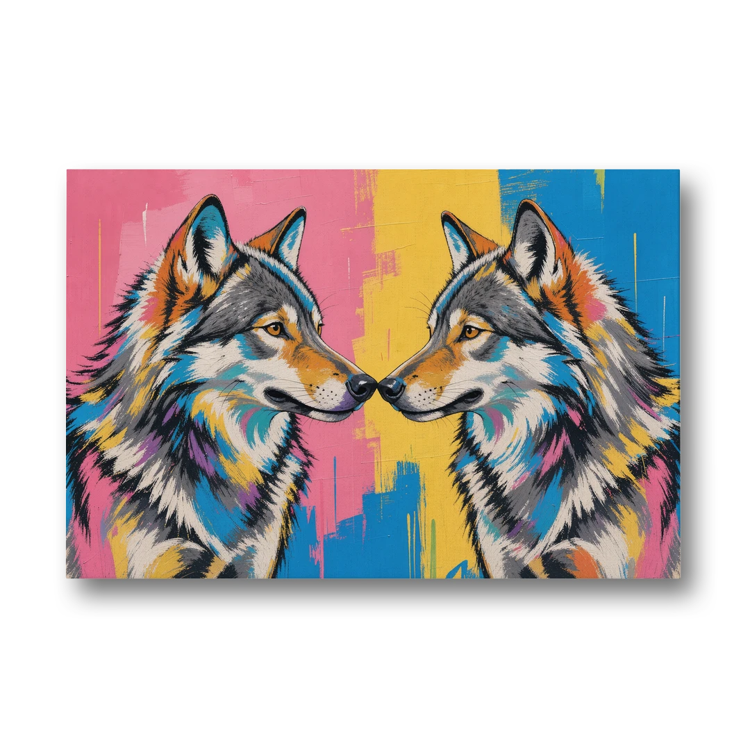 Wolf Art Prints Nose to Nose Greeting - Canvas Wall Art - Front