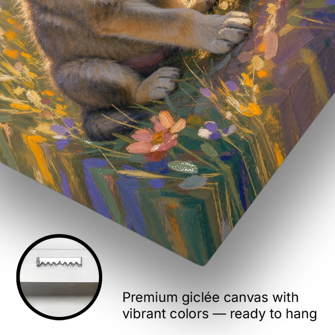 Wolf Pup Painting with a Curious Tilt - Canvas Wall Art - Gallery Wrap Corner