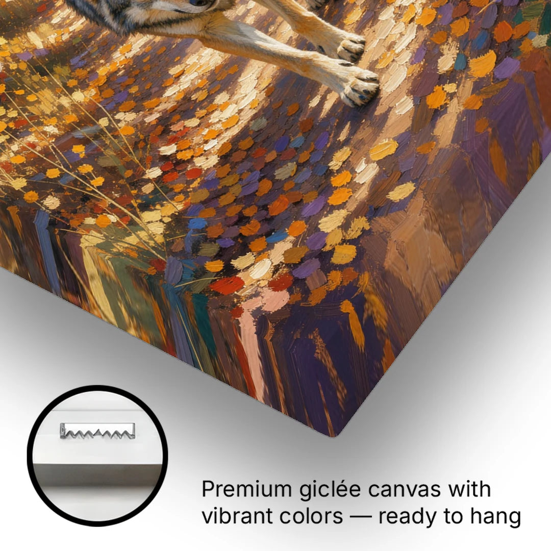 Wolf in Forest Painting on the Aspen Trail - Canvas Wall Art - Gallery Wrap Corner