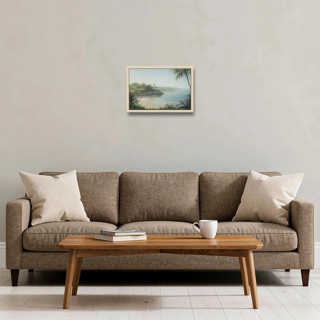 Xcaret Shoreline - Oak Framed Canvas Wall Art - Sofa - 18x12