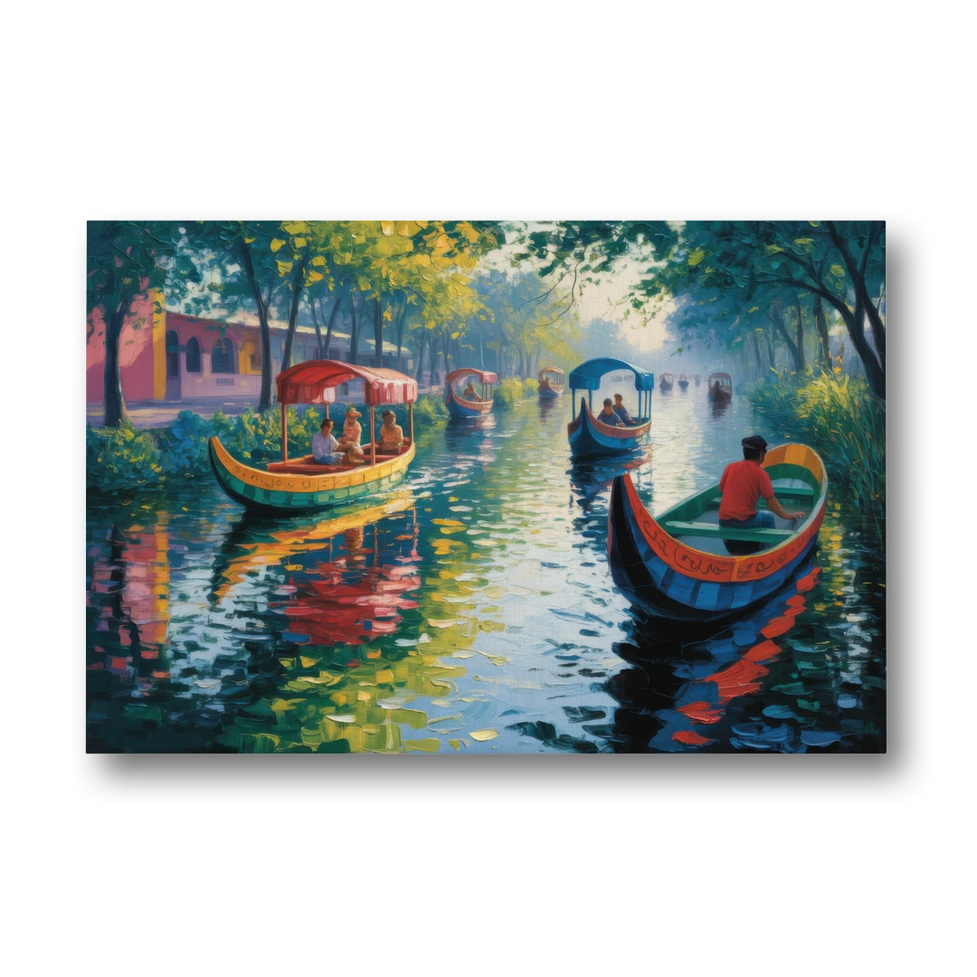 Xochimilco Canals - Canvas Wall Art - Front