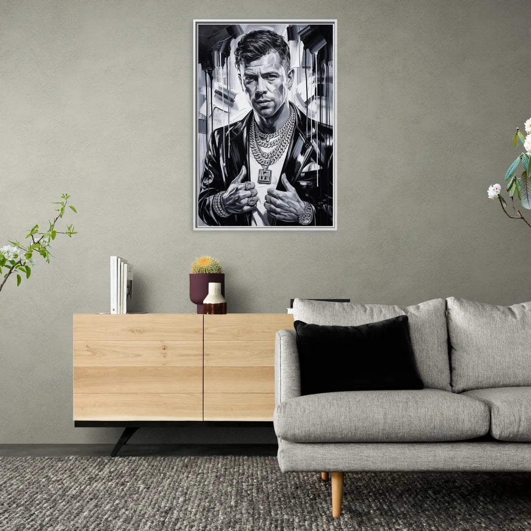 Yellow Dust 2.0 - Living Room White Frame Canvas