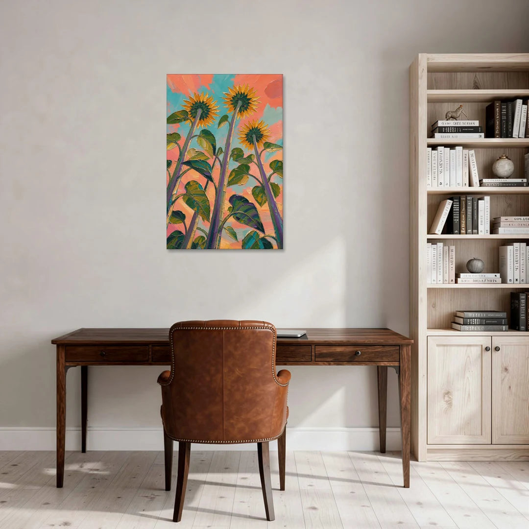 Yellow Flower Looking Up at Dusk - Canvas Wall Art - Office - 24x36