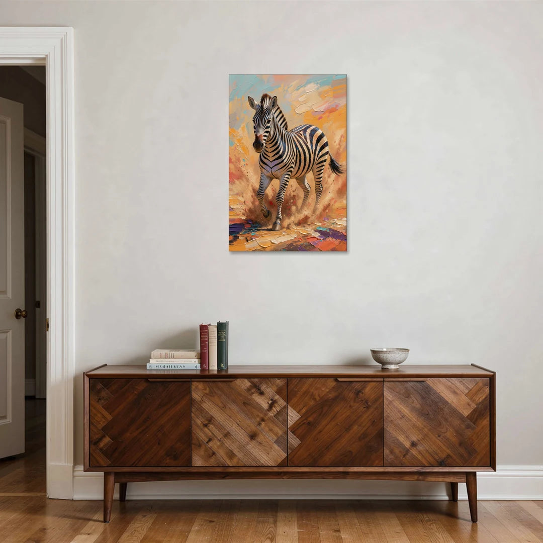 Zebra Framed Art in Red Dust - Canvas Wall Art - Coffee Table - 24x36