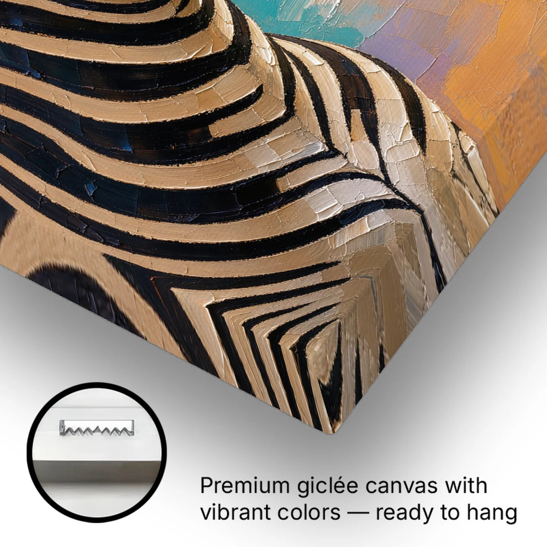 Zebra Head in Sculpted Impasto - Canvas Wall Art - Gallery Wrap Corner