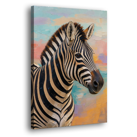 Safari Zebra Head in Sculpted Impasto - Canvas Wall Art
