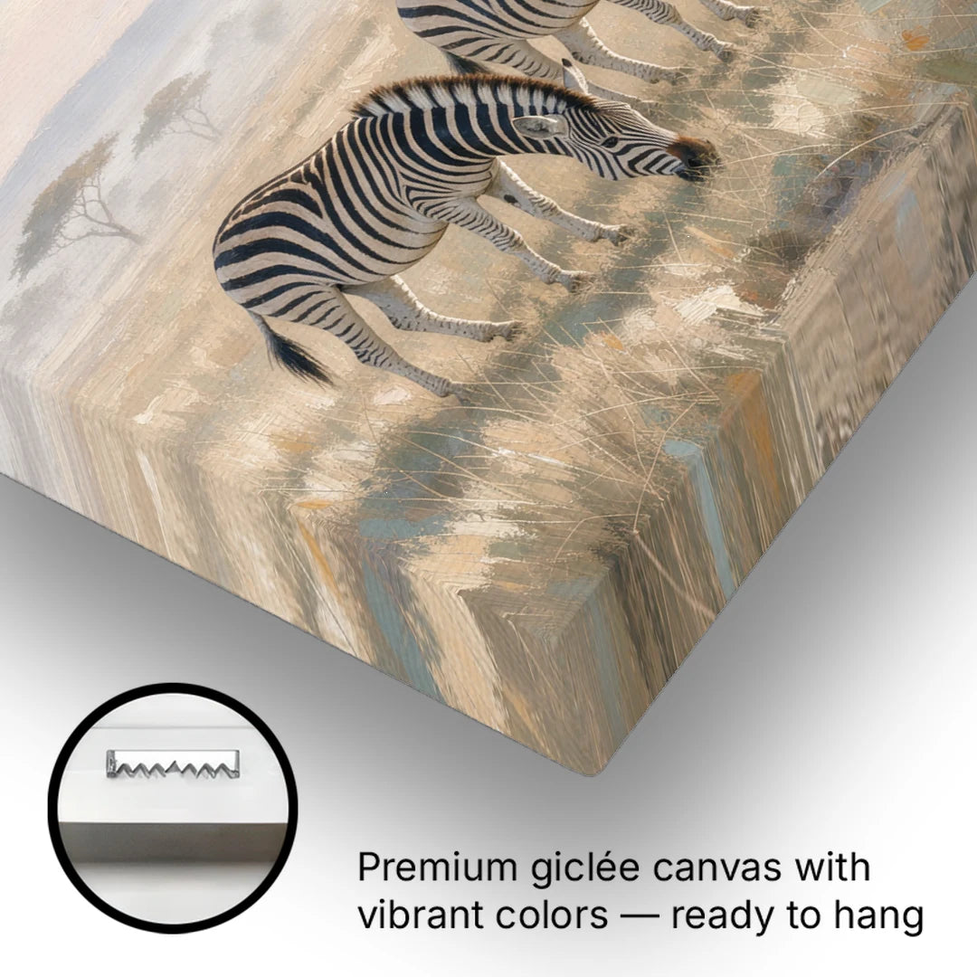 Zebra Home Decor Grazing Under Acacia - Canvas Wall Art - Gallery Wrap Corner