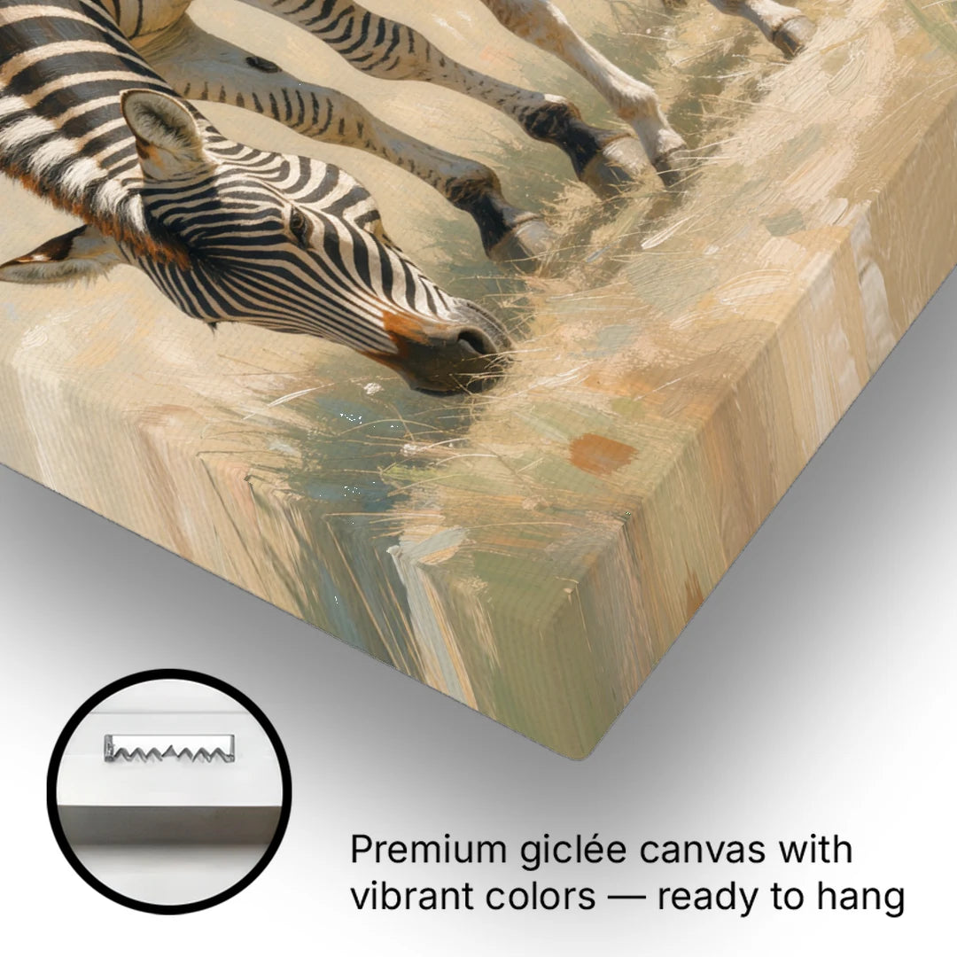 Zebra Mare Nuzzling Her Foal - Canvas Wall Art - Gallery Wrap Corner
