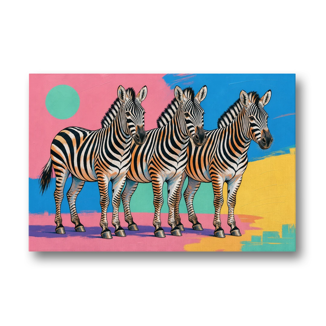 Zebra Pop Art Trio - Canvas Wall Art - Front