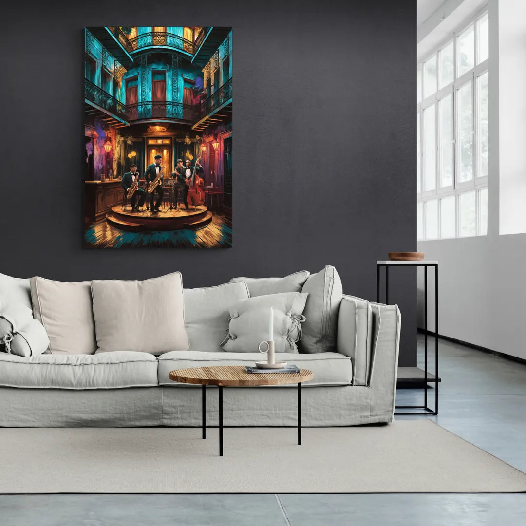 New Orleans Jazz Club Scene - Canvas Wall Art Living Room