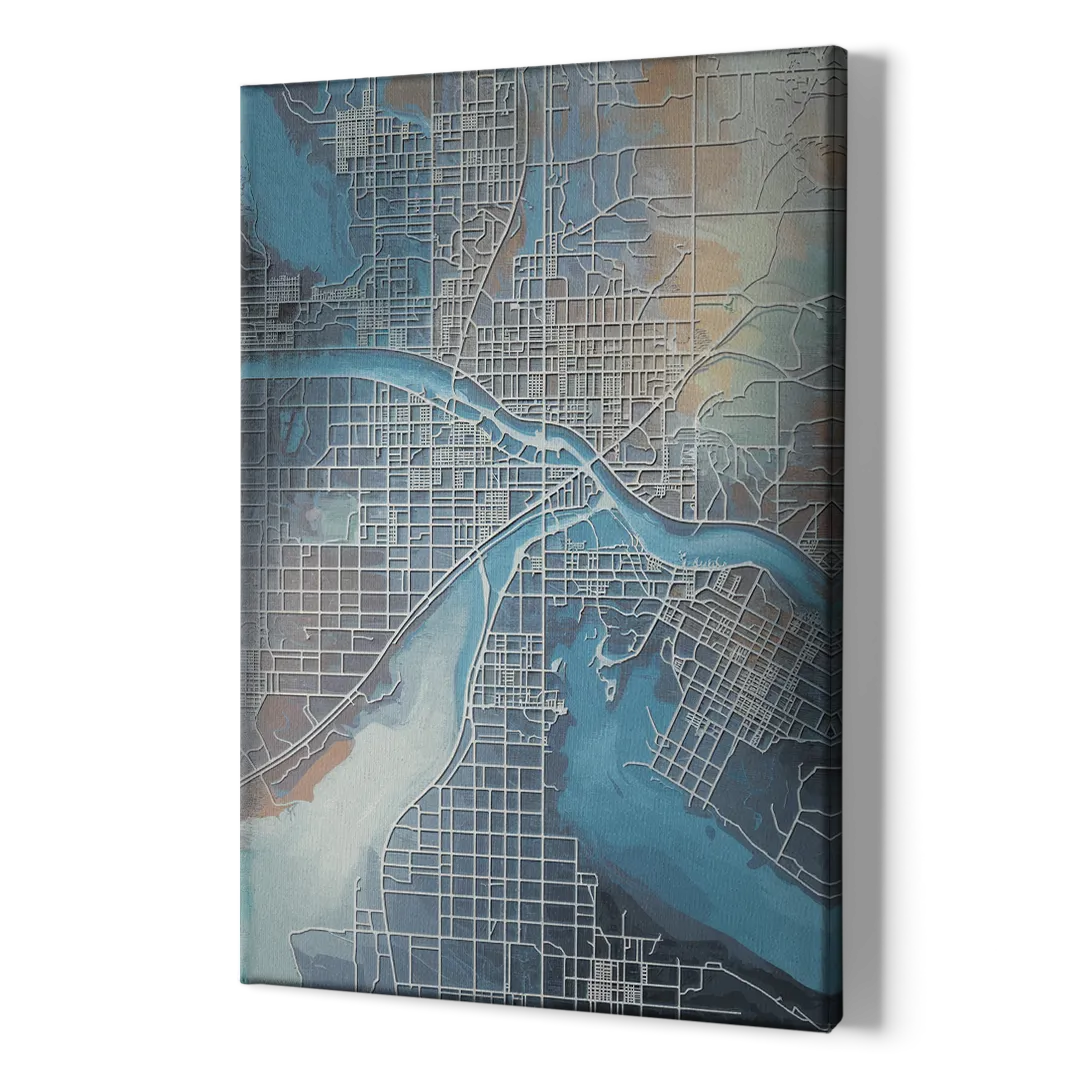 Kansas City Missouri Map - Canvas Print Art Sides
