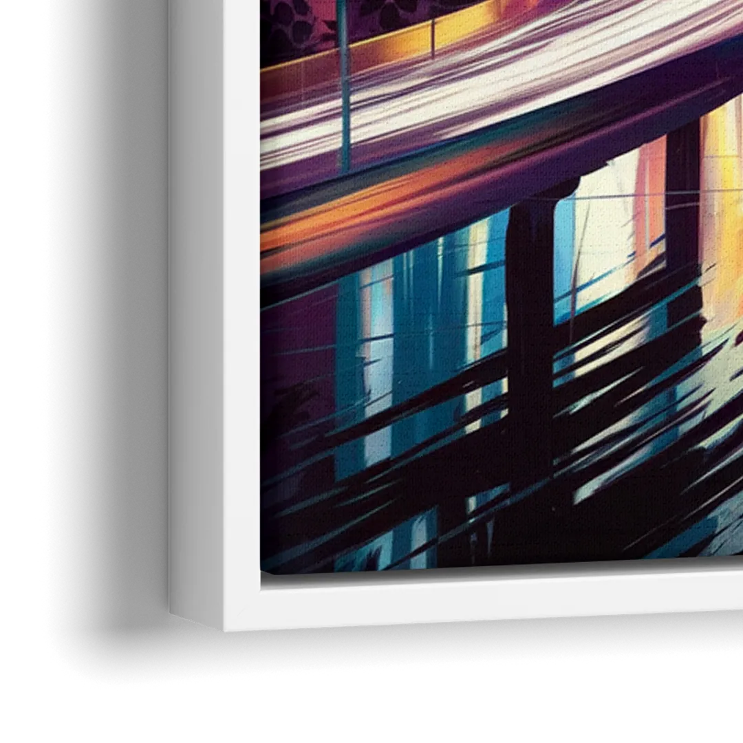 Houston City Lights - Close-Up White Frame Canvas